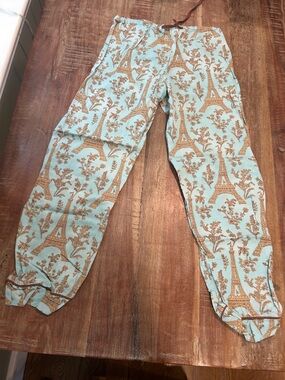 BedHead Tiffany Blue Toile Eiffel Tower Print Lounge Pants